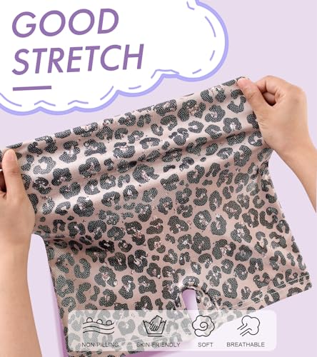 uideazone Girls Leopard Leotards for Gymnastics Size 6 Size 7 Sparkly Sequin One-Piece Ballet Unitards Kids Sequin Mesh Stitching Athletic Biketards Size 6-7
