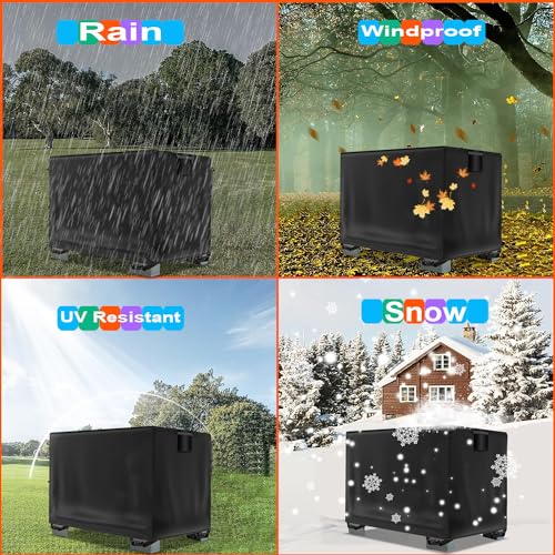 JPURXC Gitterbox Abdeckung Schwerlast Reißfest 600D Oxford Eurogitterbox Abdeckung für Gitterbox Wasserdicht, Winterfest UV-Beständiges -schwarz (125x85x27 cm)