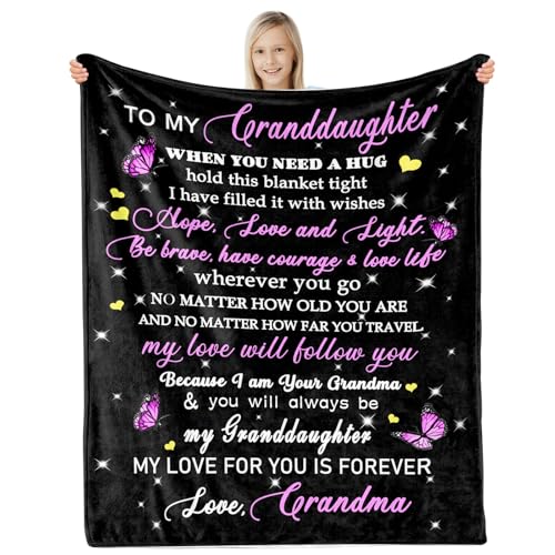 TUCVHOX Granddaughter Blanket from Grandma, Granddaughter Gifts from Grandma, Grand Daughter Gifts for Birthday, Graduation, Christmas, 60"x50"