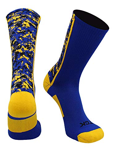 TCK Digital Camo Crew Socks (Royal/Gold, Small) - Royal/Gold,Small