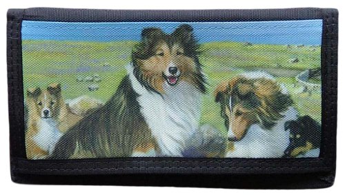 Gone Doggin Shetland Sheepdog Checkbook Cover #3 - Black Polyester Tight Weave