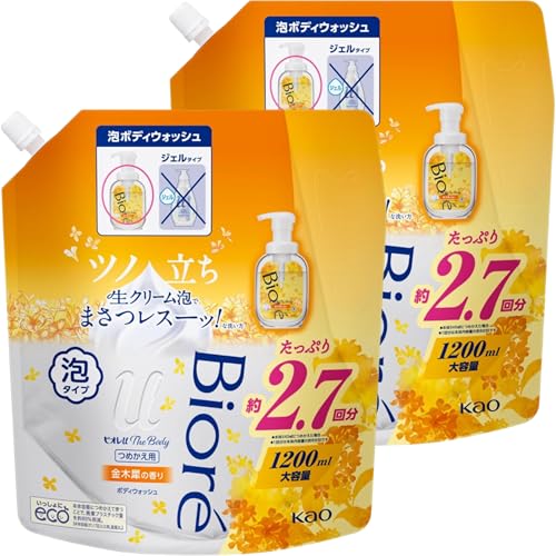 【Amazon.co.jp限定】【まとめ買い・2個】ビオレu ザ ボディ 泡タイプ 金木犀の香り 詰め替え 1200ml×2個