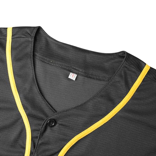 Camiseta de béisbol básica, manga corta, camiseta lisa deportiva para hombres y mujeres (3XL, negro-púrpura) miniatura 4
