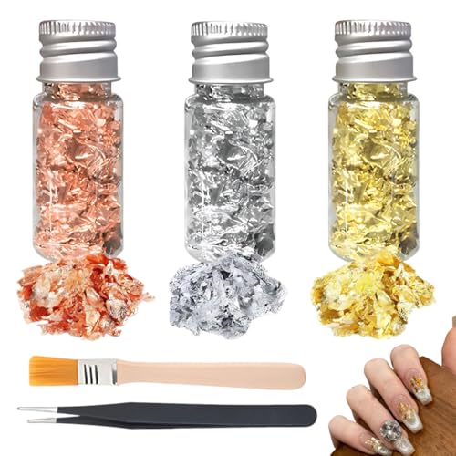 OIUAVYR 3 Bottiglie di Schegge di Foglia d'Oro, Foglia d'Oro