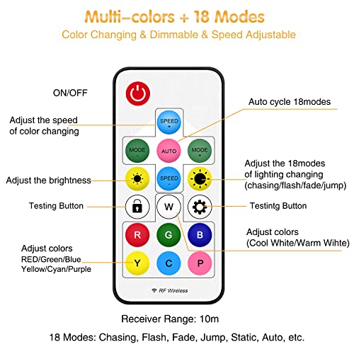 Outdoor String Lights 48Ft Patio Lights Ip65 Waterproof Shatterproof Rgb Color Changing 25Pcs G12 Led Bulbs With 18 Modes String Lights For Outside For Balcony, Backyard, Party, Indoor, Outdoor #TOP2