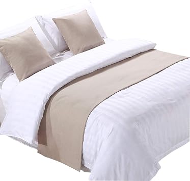 Solid Linen-Like Hotel Bed Foot Runner Home Decorative Bed Scarf Dining Table Runner 19.5"x94", Bisque
