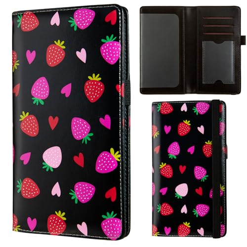 Image of checkbook cover,Checkbook Cover for Duplicate Checks,RFID Checkbook Register Cute Wallet women Men Credit Card Holder (Strawberries)