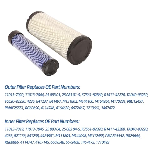 P822858&P821575 air filter set compatible with Donaldson FPG05 Air Cleaner Bobcat 6672467 PM252Z PM260Z PM272Z Replaces 11013-7044 & 11013-7045 2508301 2508304 46438 42985(set of 4)