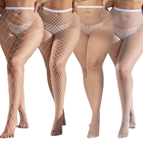 WOOKIT Medias Rejilla Mujer, Cintura Alta Elástico Cordón Medias de Rejilla