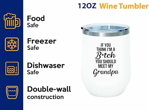 Miniatura 2 de Funny grandpa White Edition Wine Tumbler 12oz - should meet my grandpa - Family Squad Fam Thank You Gift Siblings Parents Grandparents Funny grandpa