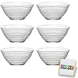  6 Stück Glasschalen im Set, Design Snack Schalen Frühstück oder Party, Vorspeise Glasschale, Dessertschale, Knabberschale aus Glas, 300ml Gläser, lebensmittelechte Müsli Glasschüsseln Derin