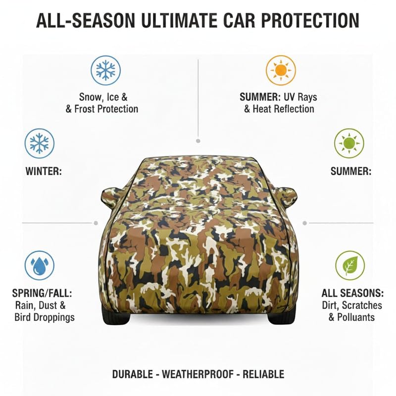 Image of Premium Jungle Print Series 100% Waterproof Car Body Cover for Xl6 Cover (All Models) with Mirror Pockets | Triple Stitched, Elastic, Custom Fit, Heat Resistant, Anti-Dust, All-Weather Cover