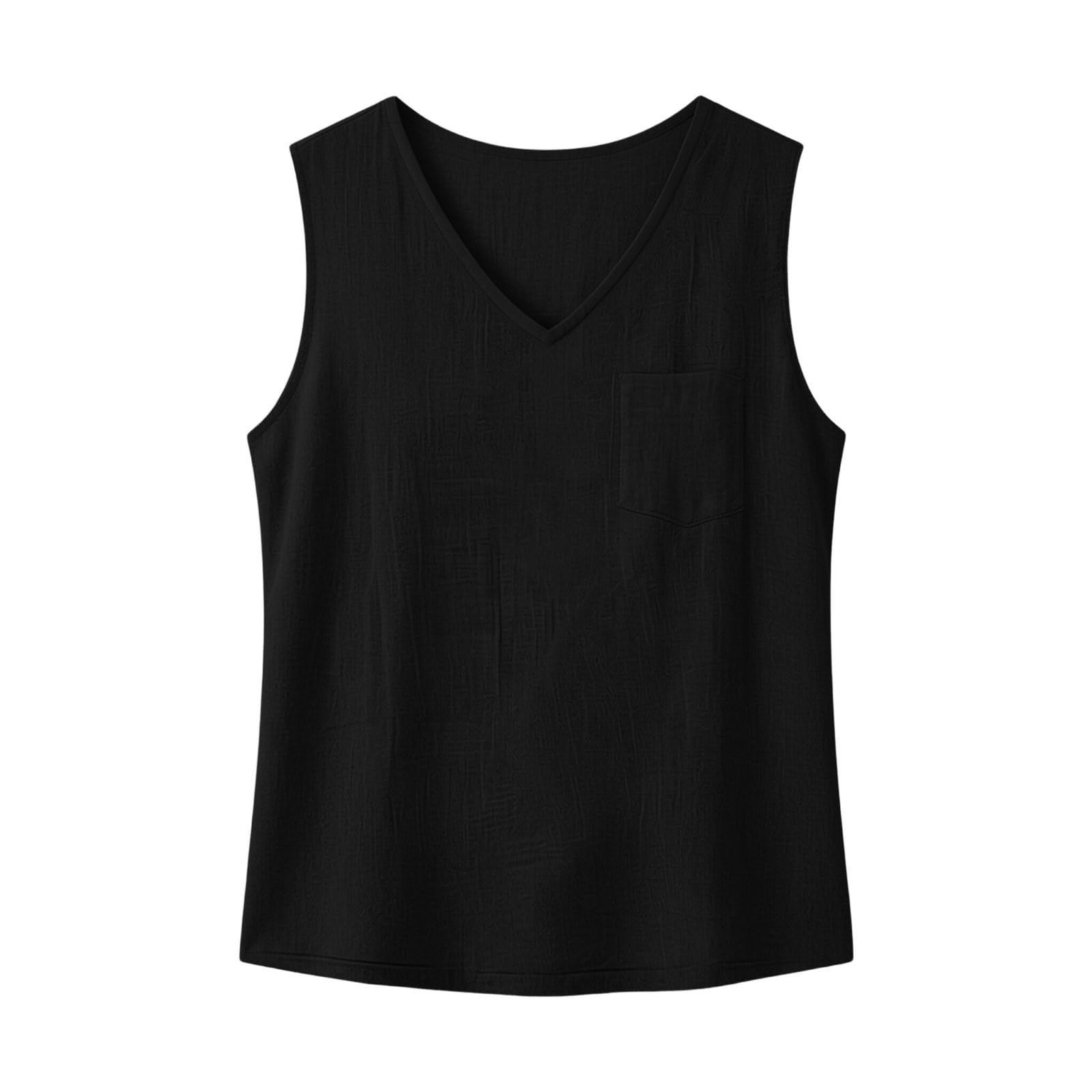 Tank Top Femme Coton et Lin Respirant Débardeur Col en V Tee Shirt sans Manche Haut Femme Maillot de Corps Décontracté Crop Top Élégant D'été Sport Hauts Couleur Unie Vêtements Chic