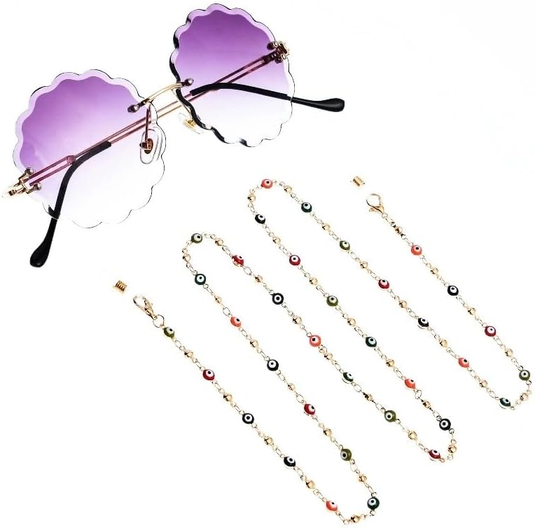 Metal Edging Eyeball Glasses Chain Sunglasses Accessories Multi-color Beads Hanging Neck Rope