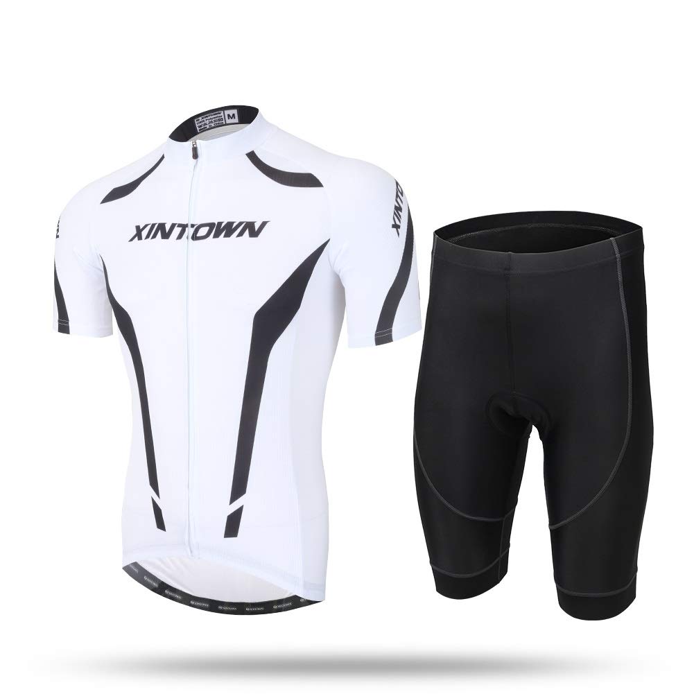 Unkoo MensReflective Biking Peloton Bicycle Clothes Great Cyclist Gifts High Visible Quick Dry Cycling Jerseys MTB Short Sleeve Cycle Tops Mountain Breathable 3D Gel Pad Bib Shorts For Pro Team Clothi