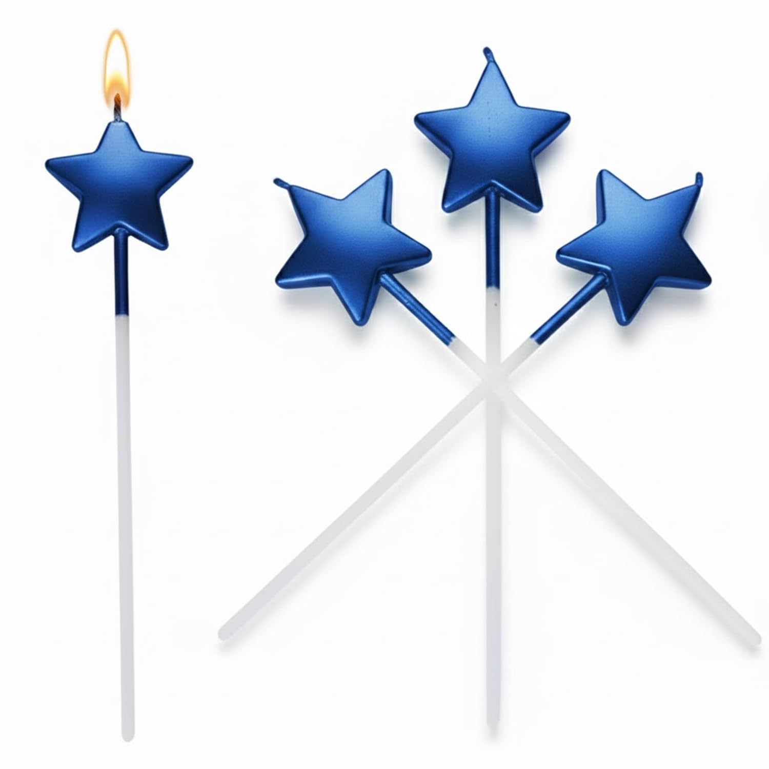 Rozi Decoration Star Shape Blue Birthday Cake Candles Pack of 4, Decorative Star Cake Topper Candles for Birthday, Party, Kids Celebration and Cake Decoration-image-20