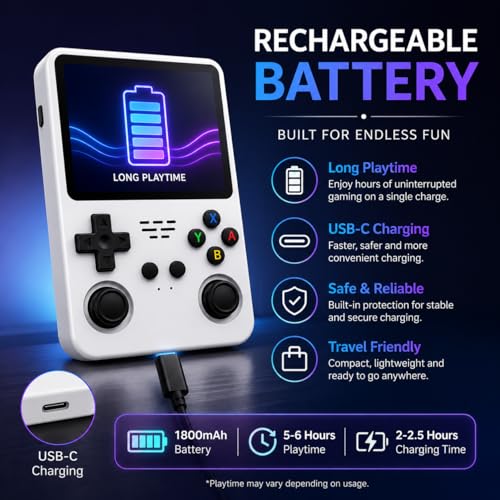 Image of Casaquin R36S Retro Handheld Gaming Device, 64GB Storage with 15000+ Built-in Games, 3.5 Inch IPS Screen, Portable Linux Gaming System, Rechargeable Battery