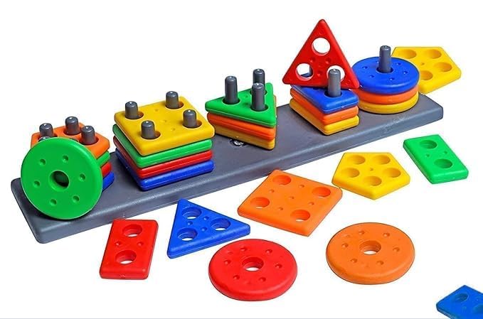 Angle Geometric Plastic Blocks, Sorting & Stacking Toys for Toddlers and Kids Preschool, Color Stacker Shape Sorter Gift Educational Learning Toy for 1 2 3 Years Kids, Multicolor