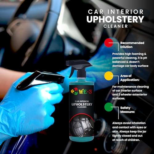 Image of WE-3 Car Interior Upholstery Cleaner - Restore Shine, Multi-Surface Stain Remover for Fabric, Vinyl, fiber, Rubber, Dashboard, Carpet, Roof, and Leather Surfaces (500ML)