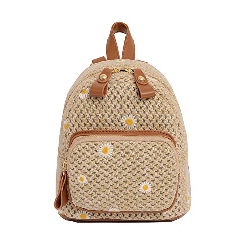 Zaino per borsa da spiaggia in paglia per donna borsa a tracolla in rattan intrecciato a mano