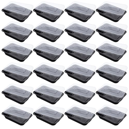 MUELODSIC 50個 使い捨て長方形弁当箱 食品グレード耐熱レンジ対応テイクアウト容器 保湿保持で鮮キープ ランチボックスお弁当持ち帰り用