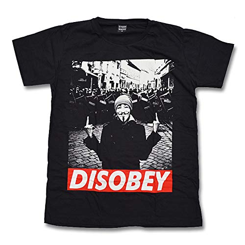 ガイフォークス おもしろＴシャツ DISOBEY アノニマス 黒 M/L/XLサイズ メンズ ブラック (XL)のサムネイル