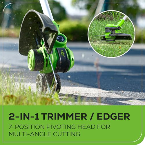 Image of Greenworks 40V Cordless Yard Tool Combo Kit with 2.0Ah Battery & Charger - 13 inch Auto Feed String Trimmer and 350 CFM Leaf Blower, Includes 3 Bonus Spools