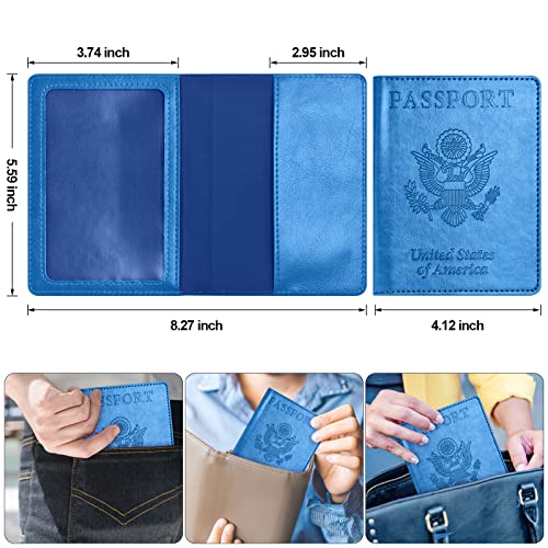 Image of Eoehro Unisex-Adult Passport and Vaccine Card Holder Combo, Sky Blue, Faux Leather, RFID Protected