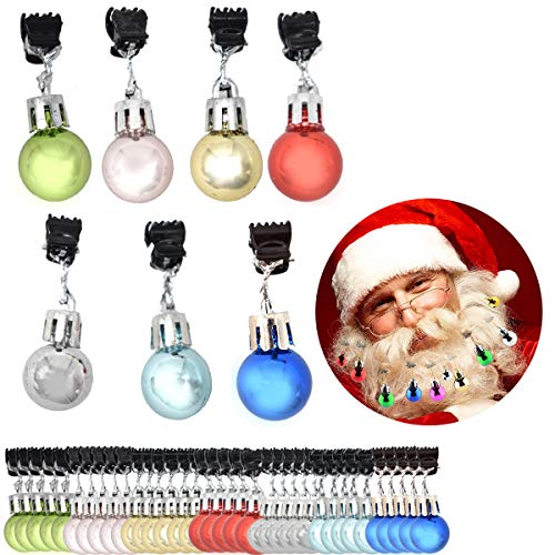 Saijer Bolas de Navidad para Barba, 50 Piezas Colorido Mini Festivo Clásico...
