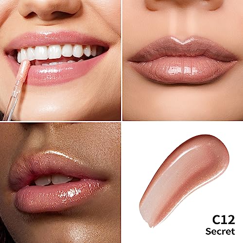 Oulac Nude Lip Gloss High Shine Liquid Lipstick Glossy Shimmer Finish| Glitter Shine Primer Lip Tint With Smooth Lightweight Texture| Lip Balm Hydrating Lip Glow Oil For Lip Care And Dry Lips, C12 #TOP2