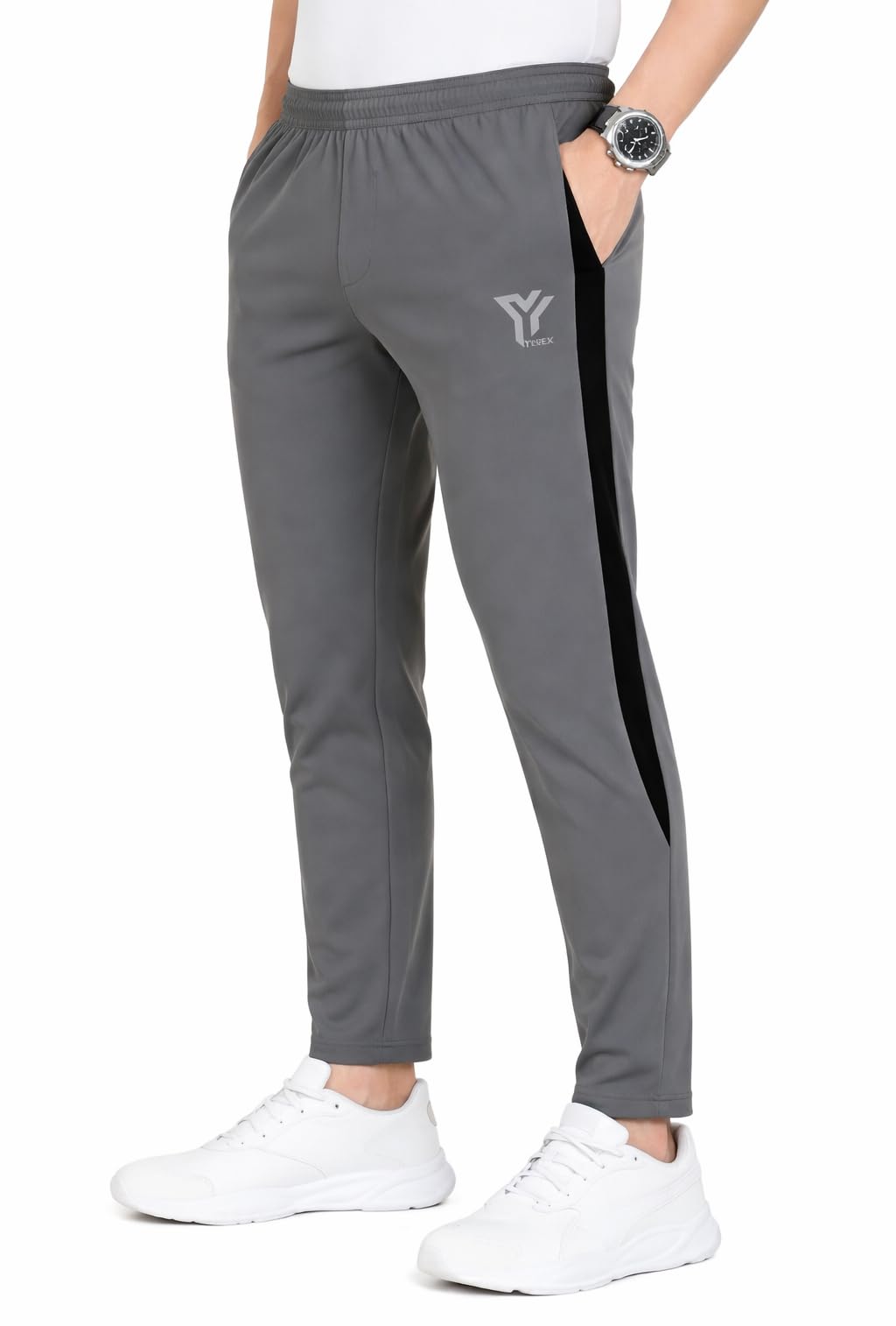 Men’s Polyester Track Pants | Regular Fit | Side Zipper Pockets | Elastic Waist with Drawstring | Sports, Gym & Casual Wear-image-1