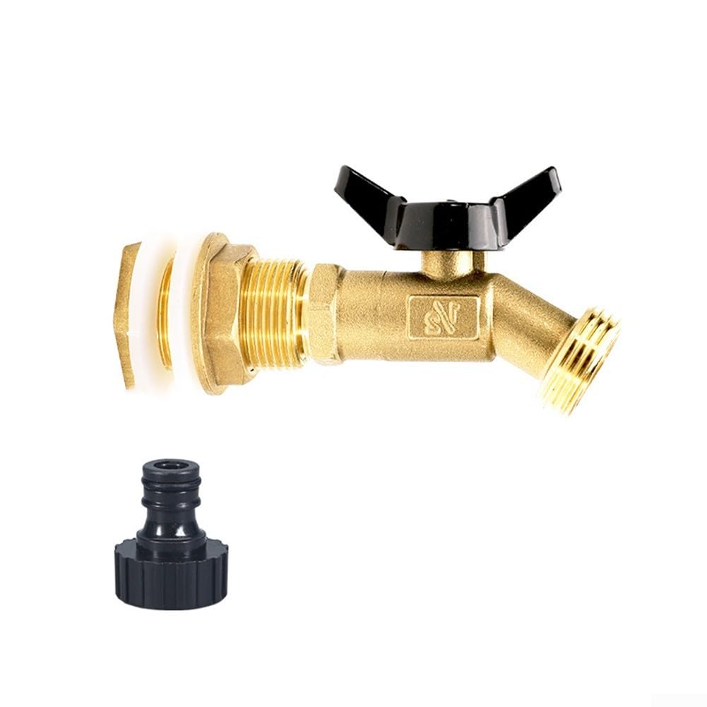 Rubinetto a Sfera in Ottone a Flusso Pieno, Maschio, Attacco per Tubo Flessibile da 1/2" NPT, Uscita da 3/4" GHT, Rubinetto per Esterno con Controllo dell'Acqua da Giardino