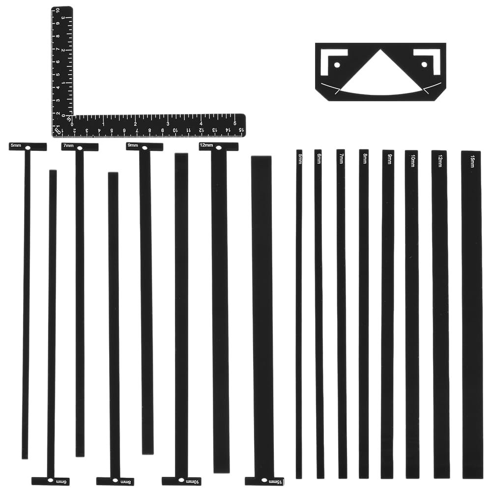 UNICRAFTALE 1 Set 18Pcs Book Binding Package Flexible Acrylic Bookbinding Templates Black Bookbinding Easy Scrapbooking Tool T-Shaped Rulers for Scrapbooking Bookbinding Handmade Tools Supplies