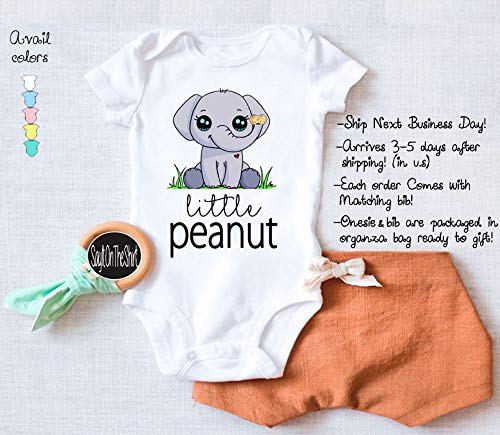 Little Peanut -Cute Novelty Funny Elephant Infant Baby bodysuit onesie & bib2