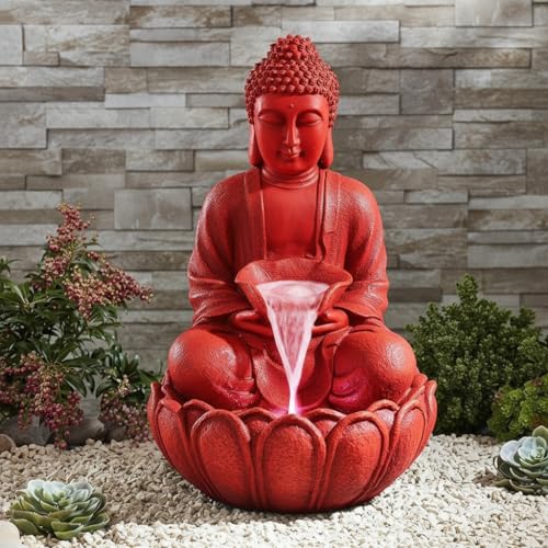 Image of Swarnhouse Decorative Water Fountain with LED Light, 2 Feet, Indoor Tabletop Waterfall for Home Office Garden (Cherry Tomato)