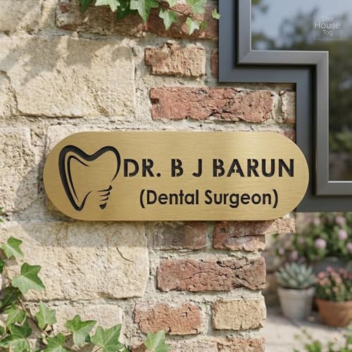 Image of Customized Self Adhesive Acrylic Name Plate for Home | Personalized Door Name Plate | Custom Name Board for House, Office & Entrance (12 x 4 Inch, Champagne Gold & Black)