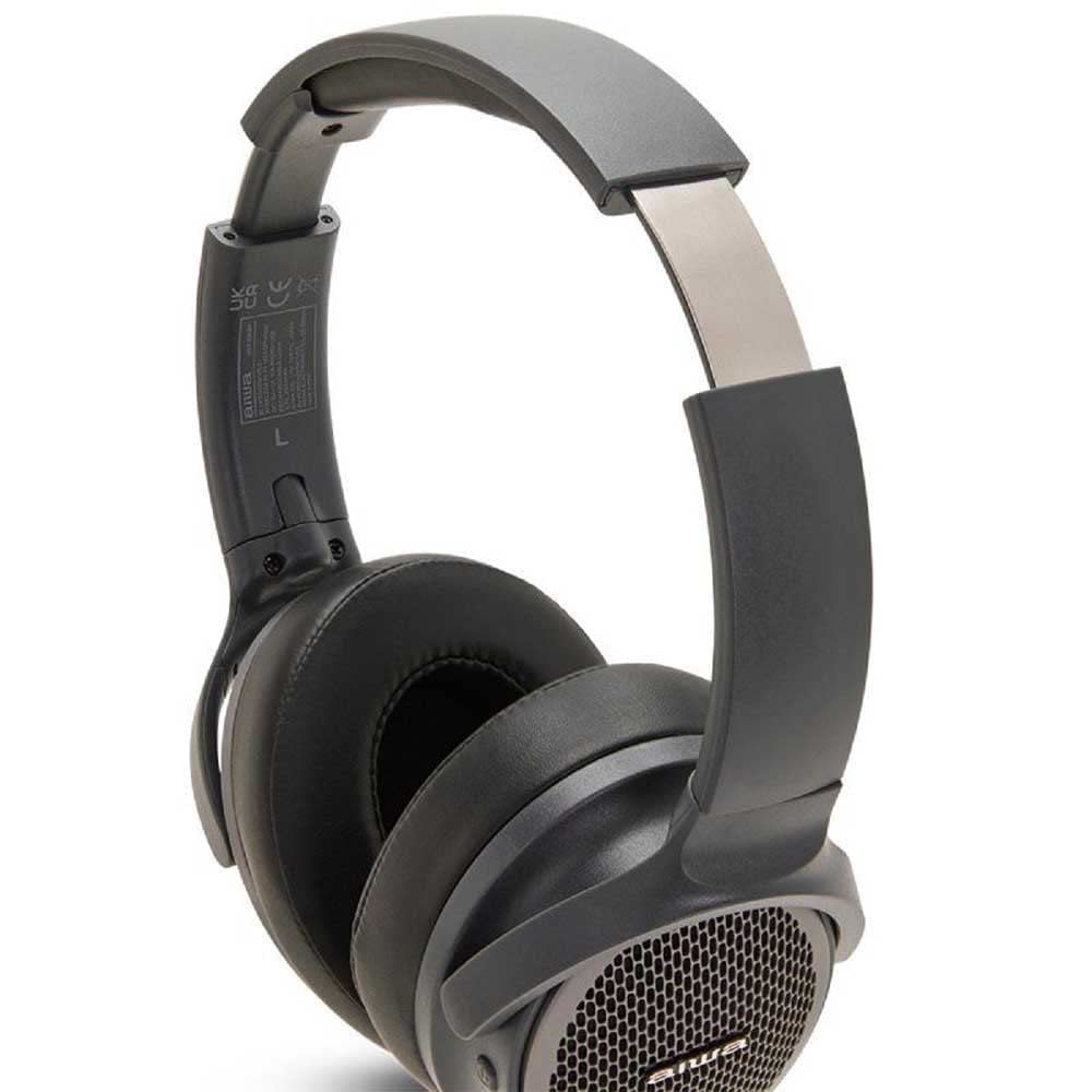 AIWA - HST-250BT/TN Cuffia Stereo Wireless, Design Over-ear, Ergonomiche, con HYPERBass, Bluetooth, Vivavoce, Aux in, Mp3 Player Via MicroSD,12 h Autonomia, Colore Grigio Scuro