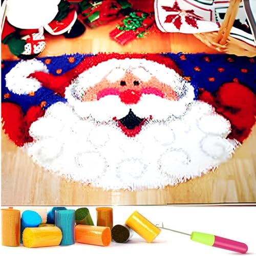 Image of EMISTEM Latch Hook Kits for Adults - DIY Latch Hook Rug Kits, Crochet Kit for Beginners, Rug Making Kits with Printed Canvas, Gift Packaging. (Santa Claus,15x21 inch)