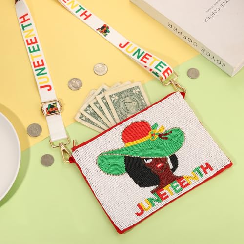Image of Juneteenth Purse for Women Beaded Afro Freedom Crossbody Purse Shoulder Bag Black History Month African Outfit Gift