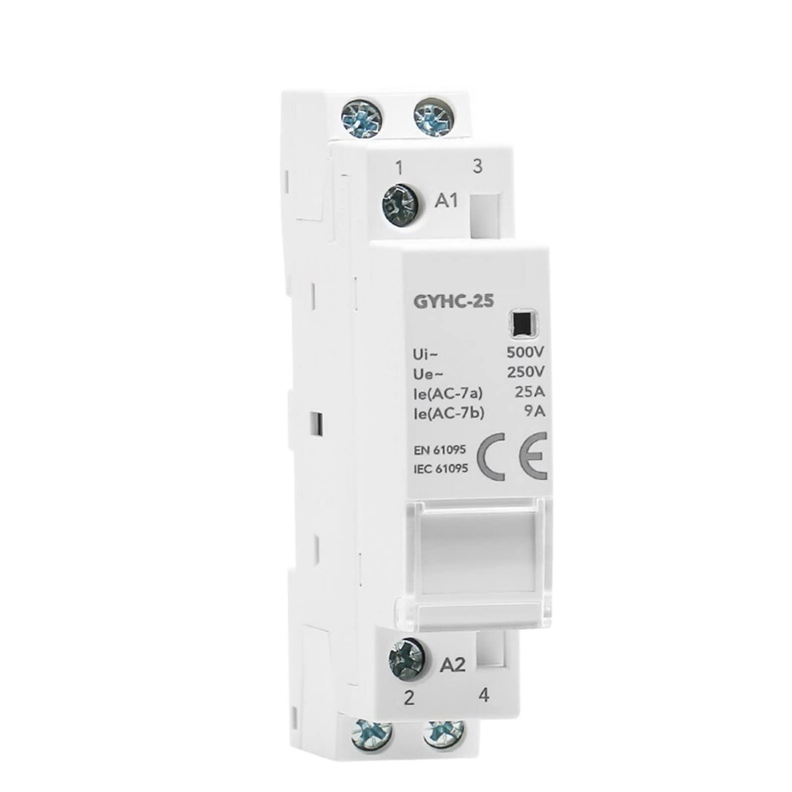JCLPJBYJI Rail Household Contactor AC24V 48V 110V 220V 2P 25A 2NO 50/60Hz AC 1Pcs(2P 25A 2NO 110VAC)