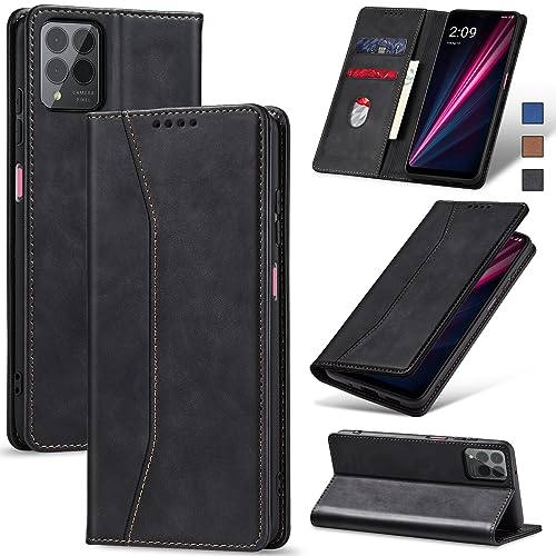 Image of Jasonyu Flip Wallet Case for T-Mobile Revvl 6 Pro /6X Pro 5G,Black