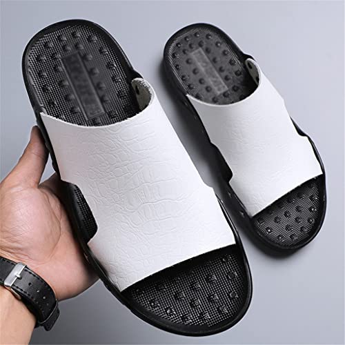Large Size Genuine Leather Slides MenSlippers Men Sandals Concise Sandalias Light 3 Colors Leisure Footwear(D,7.5)2