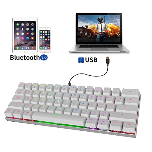 Image of MOTOSPEED Mechanical Gaming Keyboard Compact 61 Keys RGB Backlit Wired /Wireless 3.0 Type-C Office for PC /Mac /Linux /iPad /iPhone /Smartphone /Laptop, Blue Switch