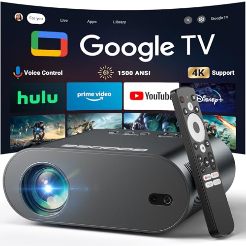 Image of [Google TV/Voice Control]GooDee 4K UHD Smart Projector with WiFi and Bluetooth, Portable Movie Projector Applicable to Prime Video,YouTube Built-in, Dolby Sound Home Theater for Indoor/Outdoor