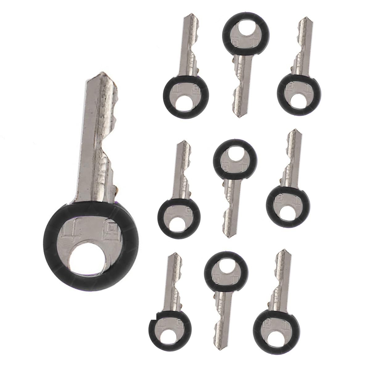 Van Der Linn Pack of 10 Round Key Cap Covers, Choose Your Own Colour Soft Rubber Plastic Key Identifier (Black, 10)