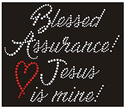 Blessed Assurance Jesus is Mine Christian Sparkly Iron-on Rhinestone and Rhinestud Transfers for T-Shirts by JCS Rhinestones