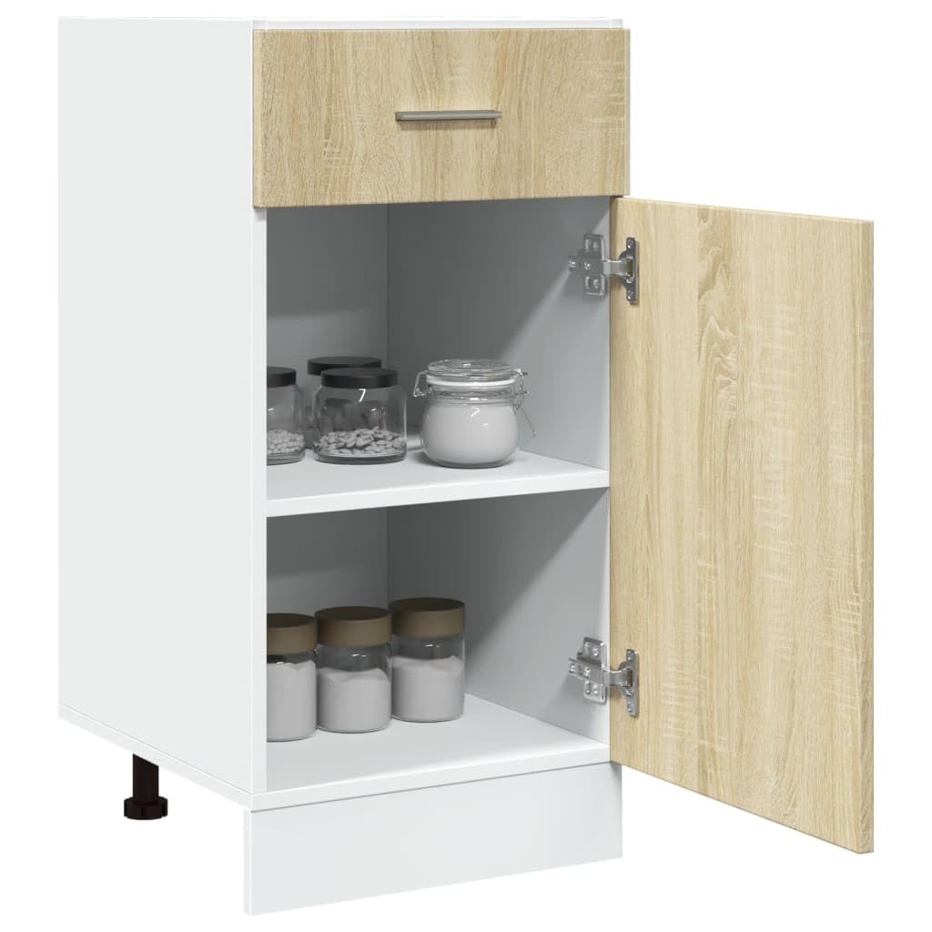 Lyon - Mobiletto in legno di quercia Sonoma, 40 x 46 x 81,5 cm, con cassetto e piano di lavoro, autoportante, per cucina