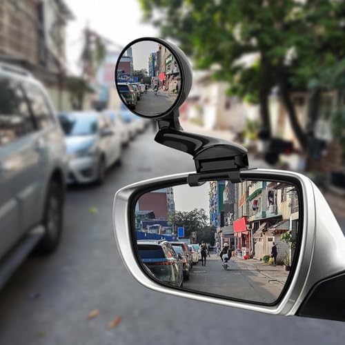 Image of Blind Spot Mirror Adjustable 360 Degree Car Side Mirror, HD Glass Rear View Exterior Accessories Frame Thickness Less than 5MM for Car SUV (long-armed Left)