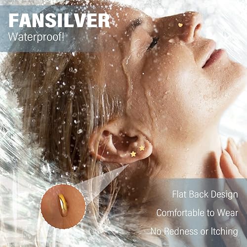 Fansilver 14K Gold Filled Flat Back Stud Earrings for Women 316L Surgical Steel Internal Thread Nose Rings Studs Hypoallergenic Lip Monroe Labret Medusa Piercing Jewelry2