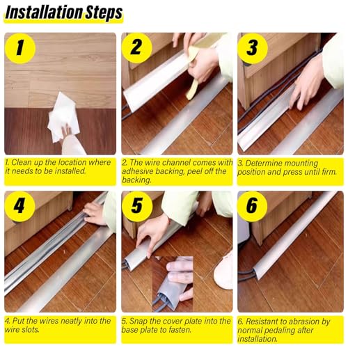 Canaleta para cables impermeable de acero inoxidable, autoadhesiva, cubierta metálica para cables en pisos, ideal para aulas y dormitorios, evita tropiezos y protege los cables (Color: Plata, N.o 3, Ancho: 30 mm) miniatura 6